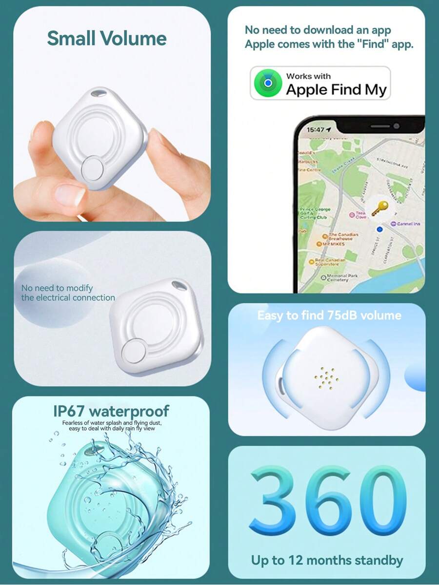 White Mini GPS Tracker Compatible With Apple Find My APP Smart Tag