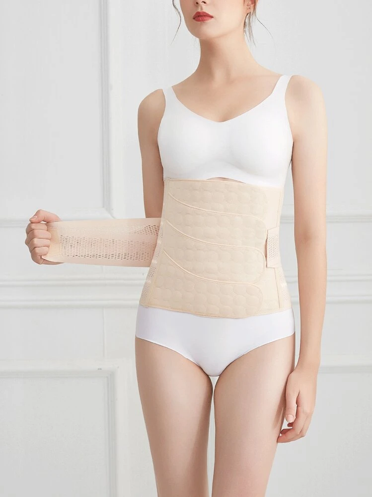 1 Pieza Envoltura De Vientre Posparto De Color Albaricoque Con 4 Sujetadores Ajustables, Adecuado Para Madres Posparto (tanto Parto Vaginal Como Por Cesárea) Para Control Del Abdomen - Albaricoque - Añade 3