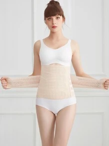 1入件杏色 4 條可調節扣子的產後腹部束腰包,適用於剖腹產和自然分娩產後婦女控制小腹