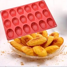 1入組馬德蓮小蛋糕盤,18孔矽膠馬德蓮模具,貝殼形烤模,適用於小蛋糕、巧克力、餅乾,烘焙工具、廚房小工具、廚房配件、家用廚房物品 - 紅色 - 查看 10