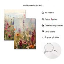 Komplety Biżuterii Z 2 Kolorowe Dziki kwiat Roślina Retro Poster Gospodarstwo Botaniczna Kwiatowy Płótna Obraz Nadruk Obraz na ścianę Dla Dom Salon Sypialnia Gabinet Dekoracje , Rustykalny Dekoracje