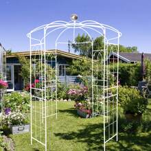 MERAX Metal Garden Arch Iron Garden Arbors Gazebo Dia 81.3'' X 114.2'' High Birdcage Shape Pergola Pavilion For Wedding Ceremony - 白色 - 查看 1
