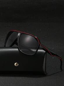 POLASUP 1 件复古 PC 塑料框架经典飞行员时尚眼镜，带装饰线（含眼镜带和礼品包装），适合户外活动、运动、驾驶、骑自行车、男士夏季海滩度假、户外、旅行 - 黑與白 - 查看 1