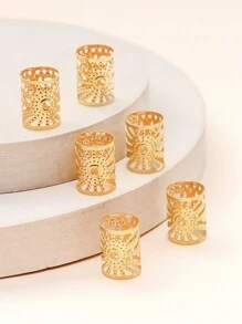 6 件女孩朋克风格金色向日葵发夹，大号银色镂空雕花发饰，适合返校、辫子 - 金色 - 查看 2