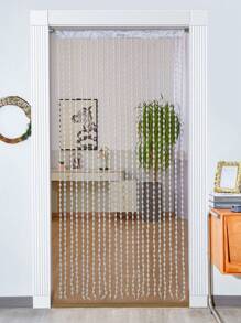 1pc Thick Line Lantern Shaped Curtain With Pom-Pom Ball Decor For Home Decoration, Room Divider Or Window Treatment