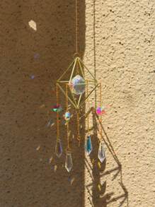 1pc Garden Sun Catcher, Artificial Crystal Wind Chime Wall Hanging Decoration, Prism Ball Air Plant Hanger, Home Hanging Ornament, Balcony Sunlight Capturer
