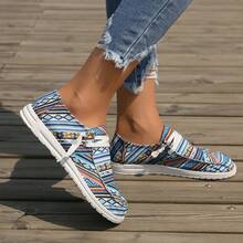 Women's Border Striped Slip-On Anti-Slip Sole Shoes Style Spring Blue Flat-Soled Sports Shoes - Blue - View 6