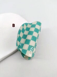 1 件女士 8 厘米亚克力玳瑁方形网格发夹，袋装包装，适合日常佩戴休闲发夹发夹发夹发夹发夹秋冬发饰女士度假装女士 - 彩色 - 查看 12