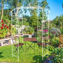 MERAX Metal Garden Arch Iron Garden Arbors Gazebo Dia 81.3'' X 114.2'' High Birdcage Shape Pergola Pavilion For Wedding Ceremony - 白色 - 查看 8