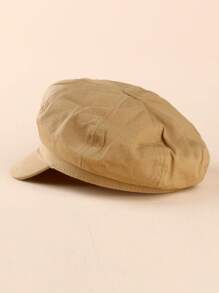 1pc Solid Color Beret Cap For Kids, Unisex - Khaki - View 5