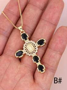 1 Peça Colar com Pingente em Forma de Olho Multicolorido com Microincrustações de CZ, Joias de Cobre Banhadas a Ouro 18K para Mulheres
