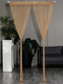 1pc Encrypted Line Curtain For Bedroom Doorway, Living Room Divider With Tassel Decoration For Storefront Window