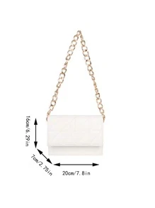 女士单肩包、链条包、迷你方包、绗缝包、轻便迷你包，适合通勤、休闲、日常搭配、约会、工作、学生等各种场合。 - 白色 - 查看 6