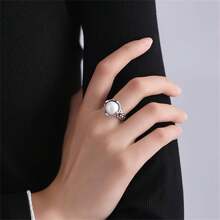 Anillo Simple Para Pareja Con Gran Perla Falsa En Estilo Retro Japonés Y Coreano, El Mejor Regalo Para El Día De La Madre Y El Día Del Padre