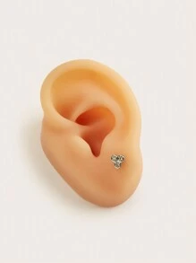 1pc Fashionable Minimalist Titanium Steel Cubic Zirconia Honeycomb Bee Earring, Suitable For Women Daily Wear - Honey - View 6