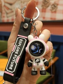 4 pièces/Set Porte-clés lapin astronaute avec thème ciel nocturne, légèrement rayé mais n'affectant pas l'utilisation, accessoires de voiture, charm de sac