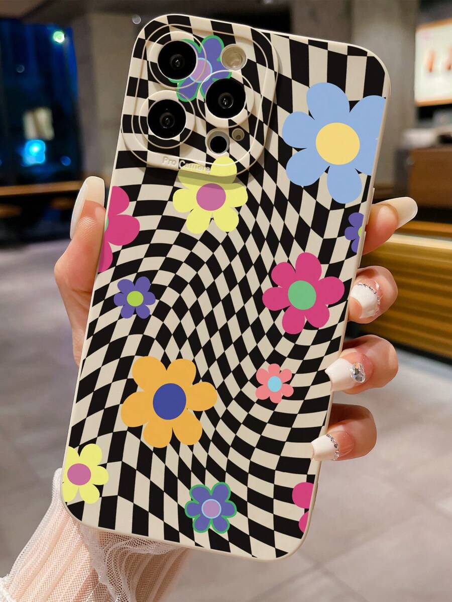 1入格子花紋通用手機殼,適用於iphone、三星、小米/紅米、oppo/realme、vivo、infinix - 白色 - 查看 1
