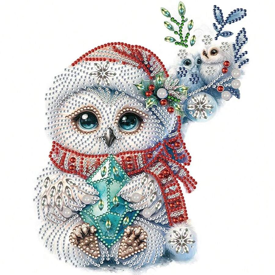 1入組貓頭鷹鑽石繪畫套裝,5d特殊形狀鑽石藝術,適合初學者,水晶鑲嵌鑽石繪畫家居裝飾禮物30*30cm - 彩色 - 查看 1