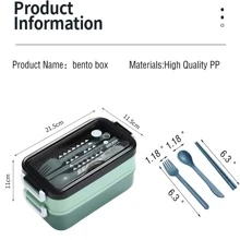 1pc Plastic Double-Layer Lunch Box With Cutlery Microwave Oven Bento Box Leakproof Food Container For Classroom For Camping And Picnic Home Kitchen Supplies ,Kitchen,Christmas Gift,School Supplies