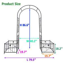 Merax Metal Garden Arch With Two Plant Stands 79.5'' Wide X 86.6'' High Climbing Plants Support Rose Arch Outdoor Black - Black - View 4