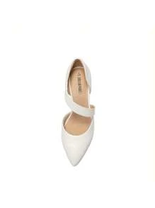 Women's High Heels Pumps Dress Closed Pointed Toe Comfortable D'Orsay Pumps Shoes For Work Office Wedding Dancing - trắng - Xem 9