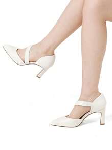 Women's High Heels Pumps Dress Closed Pointed Toe Comfortable D'Orsay Pumps Shoes For Work Office Wedding Dancing - trắng - Xem 4