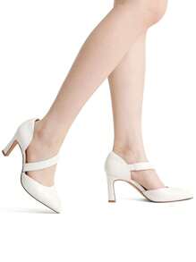 Women's High Heels Pumps Dress Closed Pointed Toe Comfortable D'Orsay Pumps Shoes For Work Office Wedding Dancing - trắng - Xem 5