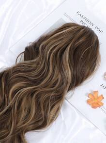 26英寸長熱防合成順滑馬尾辮,灰褐色和灰金色突出部分女士蓬鬆波浪式假髮 - 間色 - 查看 3