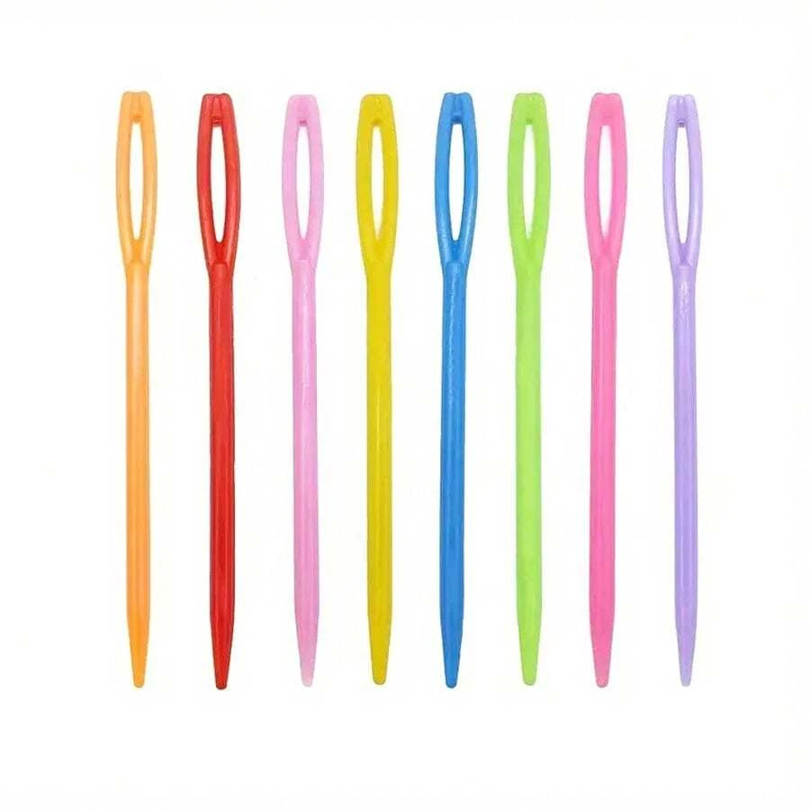 6入組創意髮辮工具,彩色繩編織針,寬孔縫紉針,適用於髮型造型 - 顏色隨機 - 查看 1