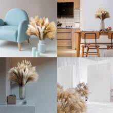 105 Pezzi Erba Di Pampe Bianca (10 Mazzi) | 15 Pezzi Fiore Secco Marrone | 20 Pezzi Cannuccia Secca Naturale | 60 Pezzi Coda Di Coniglio Naturale, Adatto Per Decorazione Matrimonio E Decorazione Casa - Multicolore - Visualizzare 4