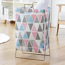 Cesto Para Ropa Sucia Accesorio Para Baño Plegable Con Tapa - Rosa coral - Ver 2