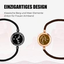 totwoo Pulseras de Pareja Regalos de Pareja Pulsera de Amor para Relaciones a Larga Distancia Vibración y Luz al Tocar Pulseras de Pareja, Emparejamiento Bluetooth para Amantes Joyas, Montaña y Mar - Oro negro - Ver 3