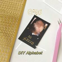 1pc Gold Foil English Letter Scrapbooking Sticker, INS Style Waterproof DIY Journal Material Scrapbook Decoration Stickers Suitable For Various Scenes Like DIY, Books, Etc., Stickers, Wall Decal, Vinyl Decal For Home Decorations, Spring Decoration Items Refresh Your Home, Rama Decoration Stickers