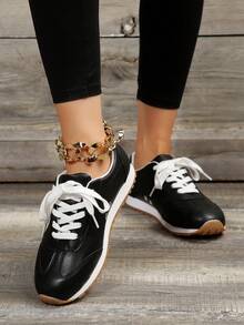 1雙青少年輕便、時尚且透氣的運動鞋 - 黑色 - 查看 2