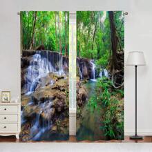 2 Piezas Cortina De Naturaleza Y Paisaje, Cortina De Cascadas Sin Agujeros, Adecuada Para Decoración Del Hogar En Dormitorio, Cocina, Sala De Estar Y Estudio - Multicolor - Ver 5
