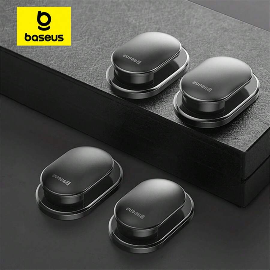 Baseus 4入組汽車掛鉤收納掛鉤，可用於USB電纜、耳機、鑰匙收納，汽車黏貼式掛鉤