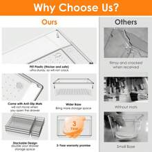 THELIFE 14 件抽屉收纳套装带防滑硅胶垫，4 种尺寸桌面抽屉收纳托盘，用于化妆品、珠宝、卧室梳妆台、办公室和厨房用具收纳，透明房间装饰家居装饰秋季装饰卧室装饰 - 無色 - 查看 5