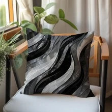 1 Stück 45 x 45 cm / 50 x 50 cm / 40 x 40 cm speziell gestalteter grau-schwarzer gestreifter Marmoroptik Kissenbezug [Kissenfüllung nicht inklusive], aus Polyester, geeignet für den täglichen Gebrauch, Heimdekoration, Wohnzimmer, Schlafzimmer, Sofa, künstlerisch, modernes Design, Atmosphäre
