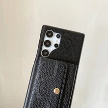 1 Ốp điện thoại họa tiết vải thiều màu trơn có dây đeo cổ, gương, ngăn đựng thẻ và chức năng ví, được làm bằng da chống chịu, tương thích hoàn hảo với Samsung Galaxy S20 S21 Fe S22 S23 S24 Plus Note 20 Ultra A52 A52 A54 A03 A12 A13 A14 A21 A22 A23 A24 A32 A34 A42 A71 A72 A81 5g 4g, Iphone 15 14 13 12 11 Pro Max Và Pixel 8 7 6 Pro 7a 6a 4xl - màu đen - Xem 4