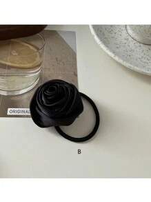 1 女士法式缎玫瑰发带，简约超仙，甜美个性，复古高端橡皮筋，适合日常佩戴波西米亚风马尾辫发夹发圈橡皮筋发绳弹性发带 - 彩色 - 查看 8