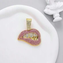 男士鑽石水滴唇吊墜項鍊,朋克和嘻哈風格,適用於珠寶禮物和聚會 - 彩色 - 查看 16