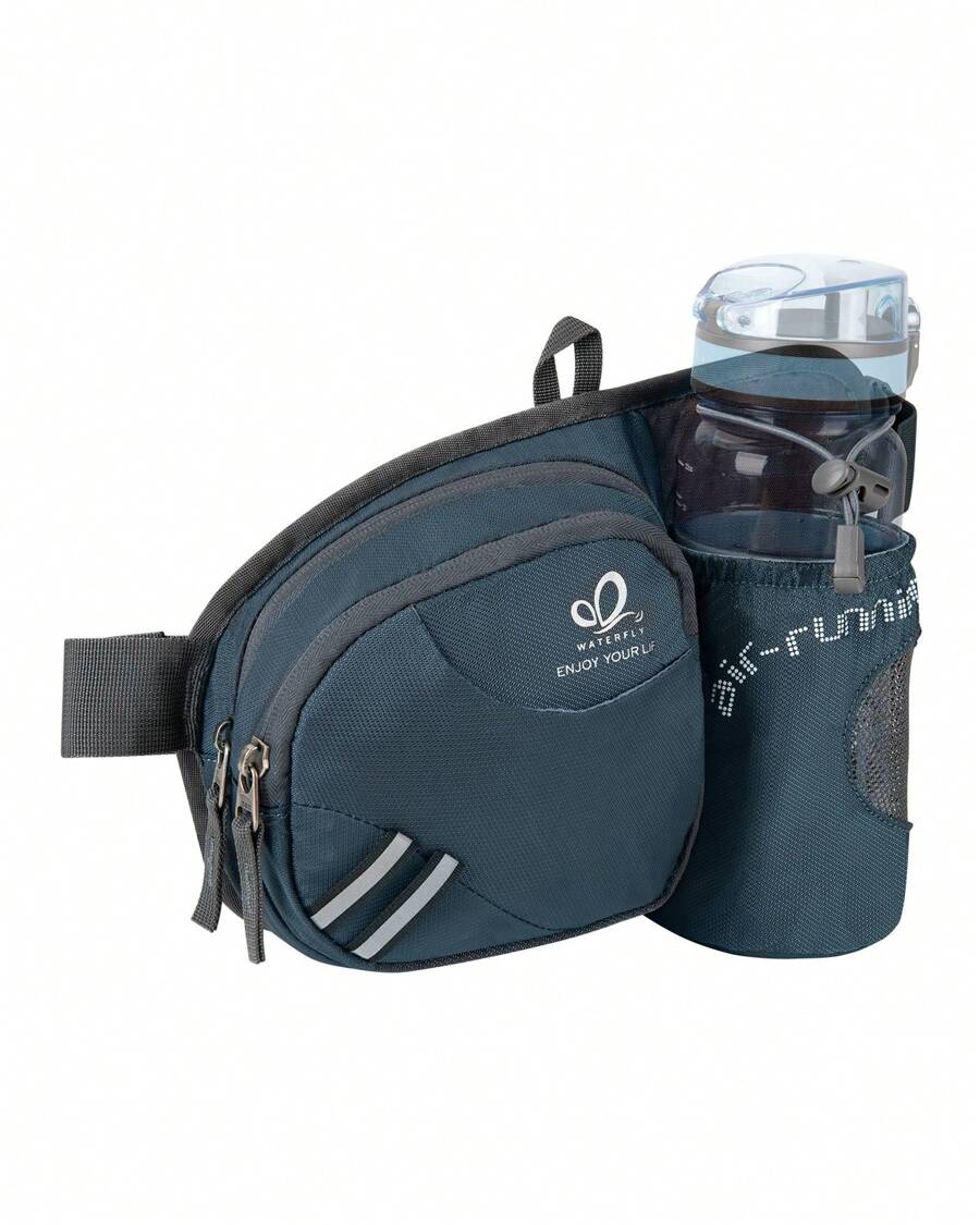 Waterfly Bolsa de cintura corrida desportiva homem mulher com suporte para garrafas bolsa de cintura para correr caminhadas, Preto, Caminhadas, corrida, desporto - Neblina azul - Ver 1