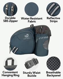 Waterfly Bolsa de cintura corrida desportiva homem mulher com suporte para garrafas bolsa de cintura para correr caminhadas, Preto, Caminhadas, corrida, desporto - Neblina azul - Ver 6