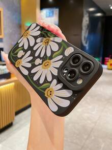 1入組微笑臉花紋手機殼，適用於 iPhone - 黑色 - 查看 4