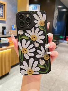 1入組微笑臉花紋手機殼，適用於 iPhone - 黑色 - 查看 1