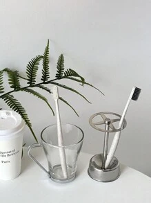 1 件不锈钢牙刷架牙膏架架子浴室收纳架独立式文具化妆刷收纳家居浴室装饰秋季装饰返校 - 銀色 - 查看 5
