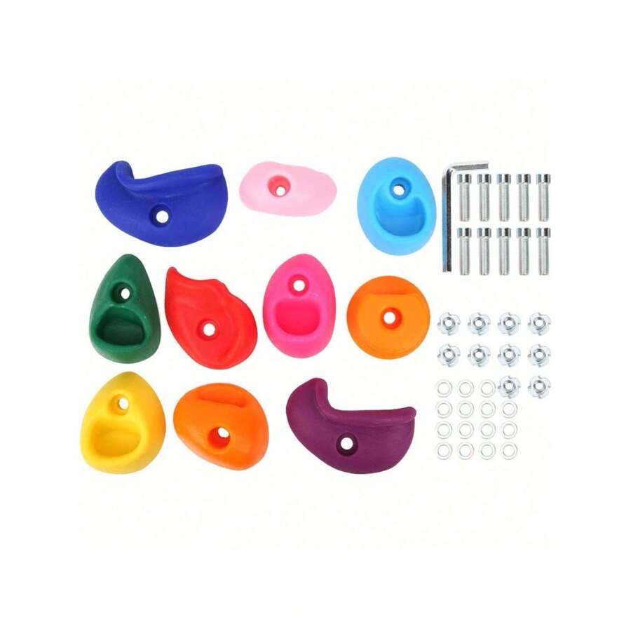 Pack Of 10 Climbing Grips, Large Climbing Grips Multicolored Large Rock