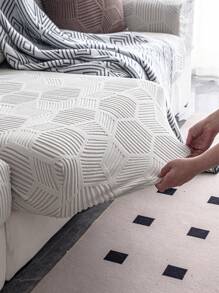 1pc Splash-Proof Embossed Rhinestone Checked Elastic Stretch Sofa Cover, Universal Four Seasons Sofa Cushion Cover, Armrest Cover And Backrest Cover For 1/2/3/4 Seaters - Light Grey - View 5