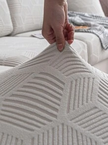 1pc Splash-Proof Embossed Rhinestone Checked Elastic Stretch Sofa Cover, Universal Four Seasons Sofa Cushion Cover, Armrest Cover And Backrest Cover For 1/2/3/4 Seaters - Light Grey - View 10