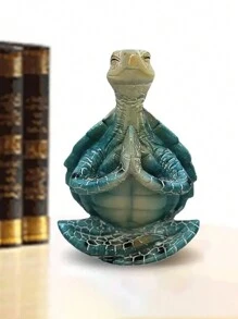 1 件冥想海龟雕像，适用于宁静的花园、瑜伽装饰、创意礼物、派对礼品、家居和房间装饰 - 彩色 - 查看 2